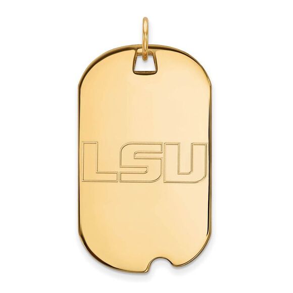 10k Yellow Gold Louisiana State Large Dog Tag Pendant